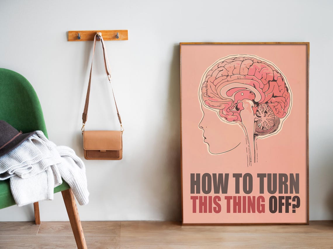 How To Turn This Thing Off Funny Pink Brain Anatomy Dorm Room Poster - Image 5