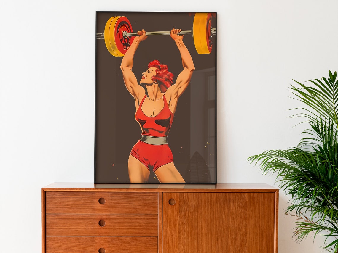 Retro Gym Poster Vintage Gym Wall Art Fitness Poster Weightlifting Art Heavy Lifting Bodybuilding Print Black Gym Poster - Image 3