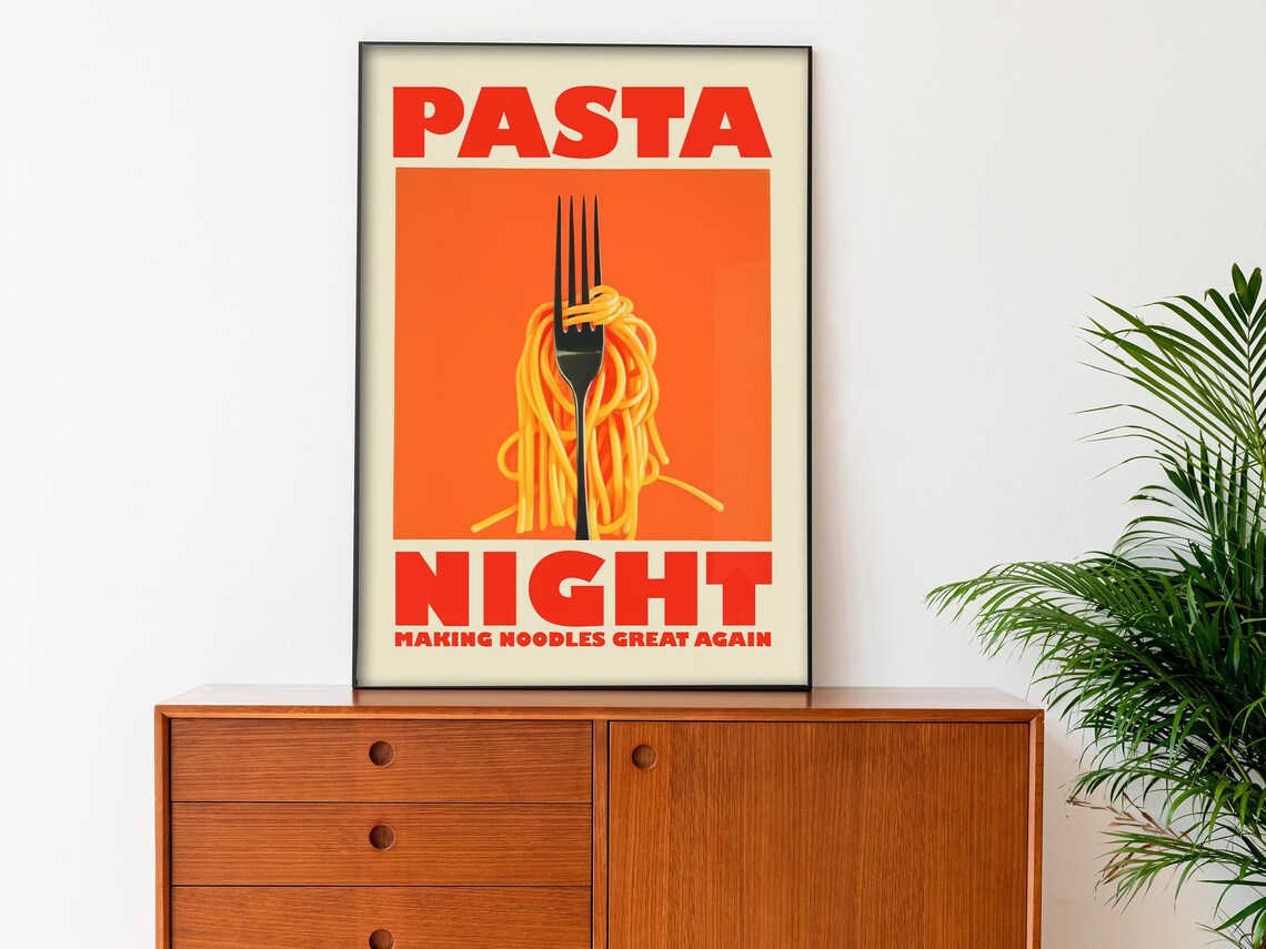Retro Spaghetti Kitchen Wall Art Poster Print - Image 3