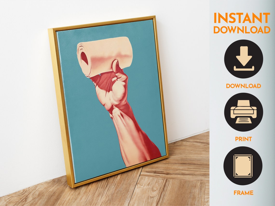 Toilet Paper Roll Hand Pop Art Minimalist Bathroom Art Poster - Image 6