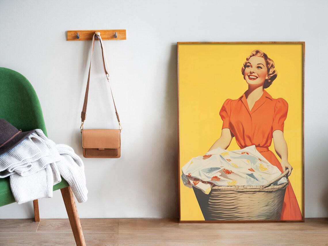 Retro Housewife Laundry Day Art Print, 50s Style - Image 5