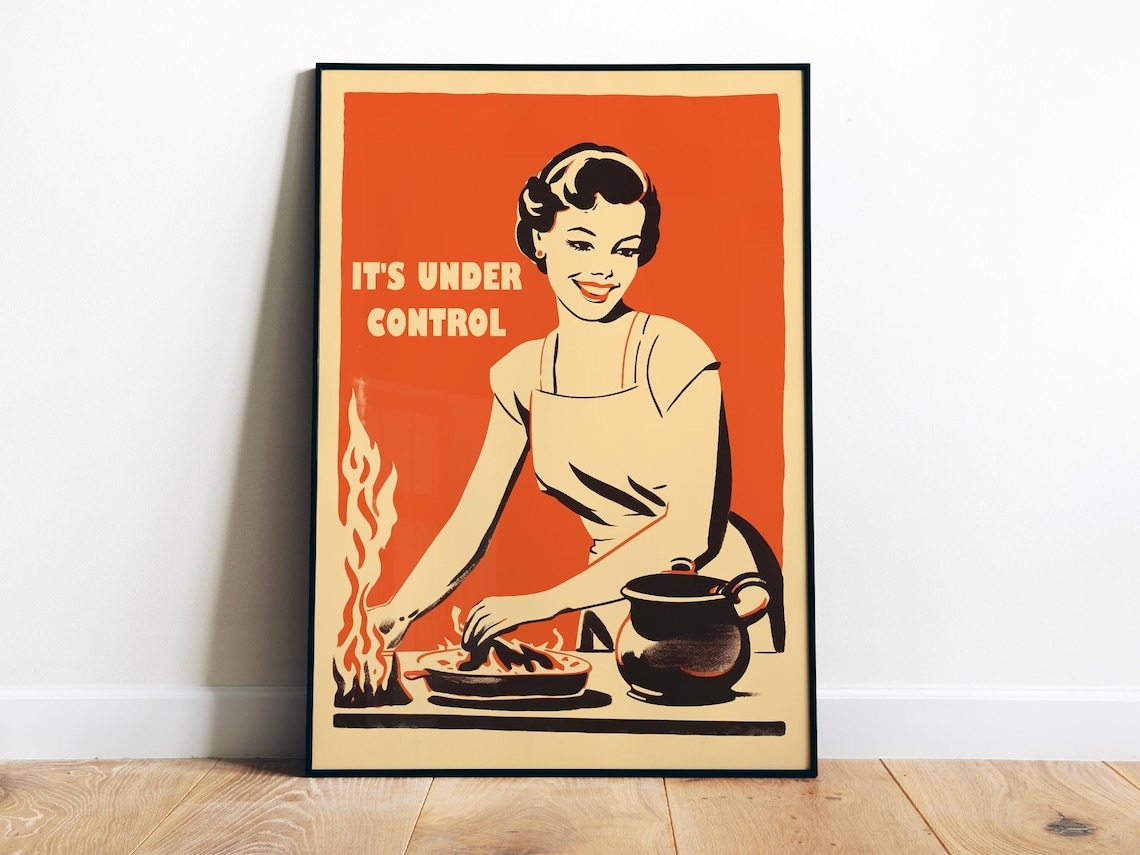 Retro Funny Kitchen Art, Vintage 50s Atomic Age