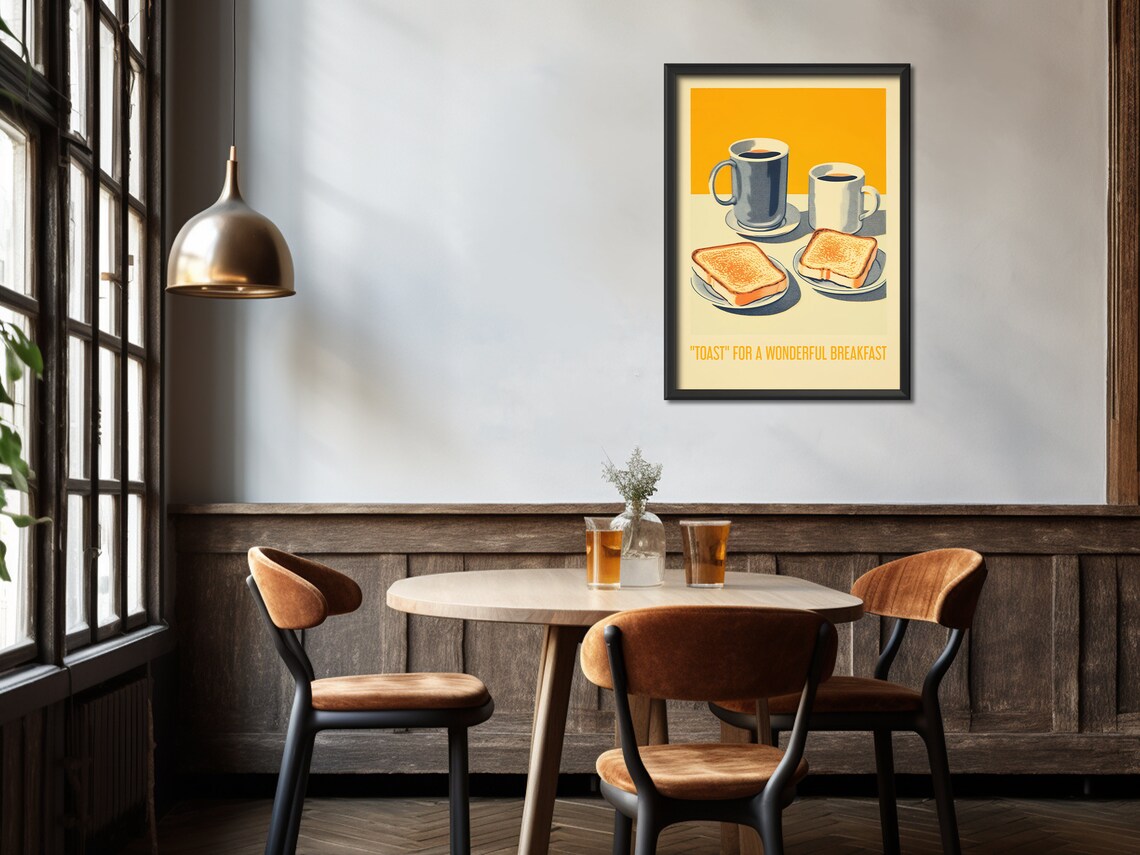 Vintage Breakfast Toast Coffee Poster, Retro Kitchen Art - Image 4