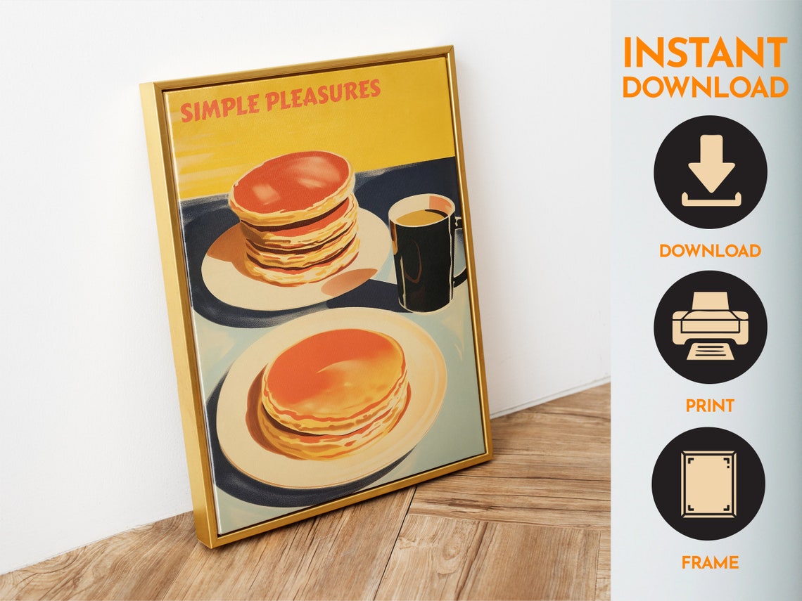 Simple Pleasures Stack Of Pancakes And Coffee Retro Diner Poster - Image 6