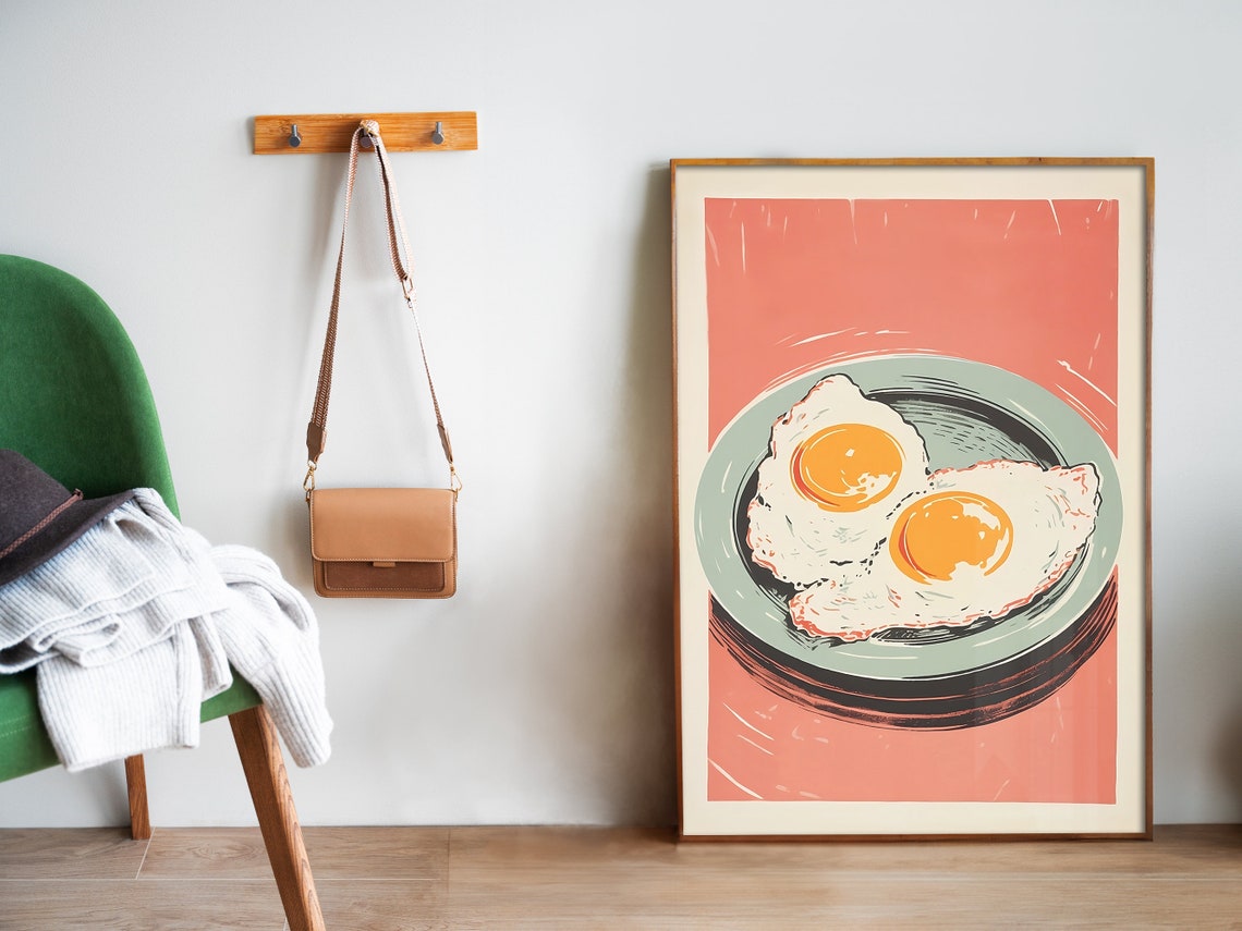 Sunny Side Up Fried Eggs Retro Kitchen Art Breakfast Food Poster - Image 5