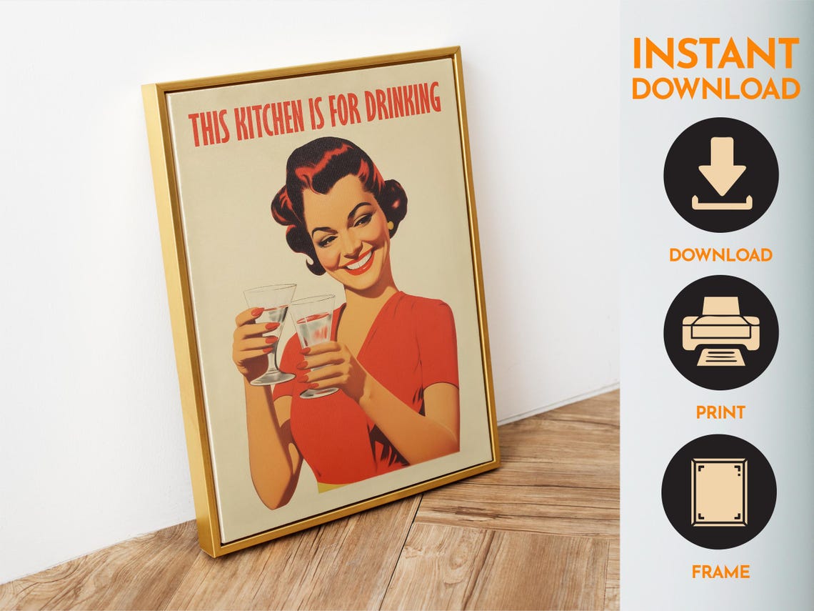 This Kitchen Is For Drinking Retro Cocktail Housewife Poster - Image 6
