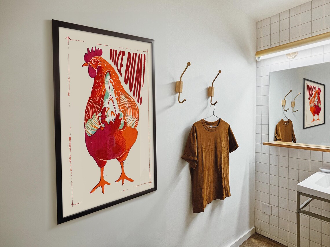 Nice Bum Funny Toilet Bird Retro Bathroom Poster - Image 4