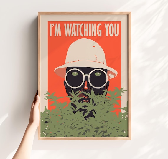 I Am Watching You Funny Bathroom Retro Man Sunglasses Bushes Poster