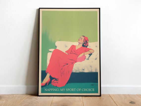 Retro Funny Print Office Print Funny Wall Art Retro Print Silly Napping Poster Home Working Print Funny Poster Office Vintage Print