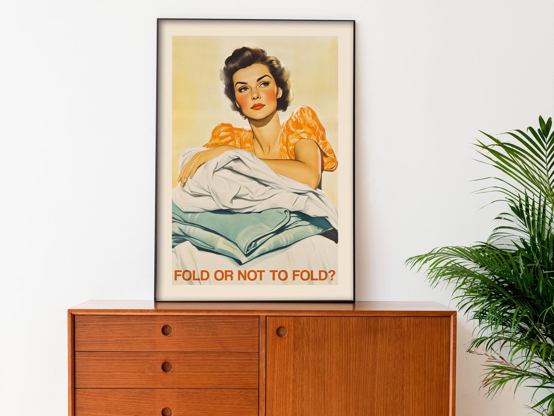 Fold Or Not To Fold Funny Retro Vintage Laundry Room Quote Poster - Image 3