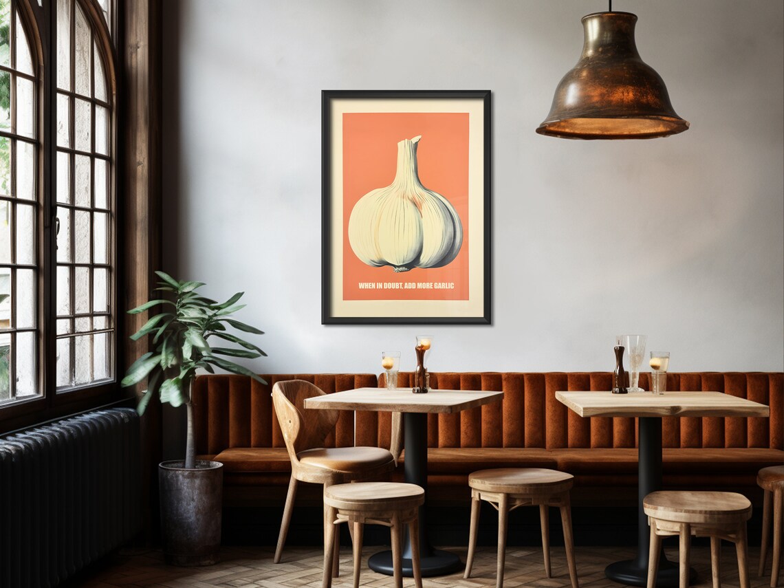 Retro Garlic Print, Kitchen Wall Art Poster - Image 3