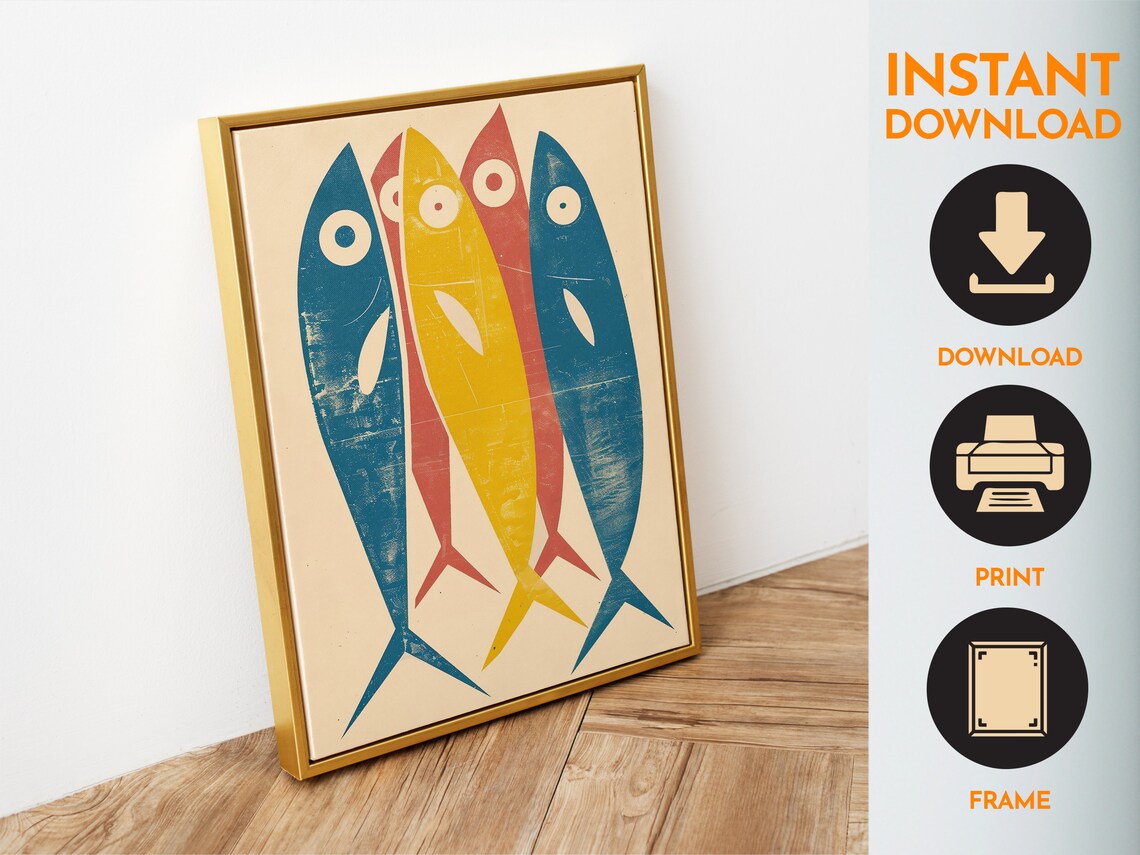 Retro Sardines Kitchen Art Print, Vintage Seafood - Image 6