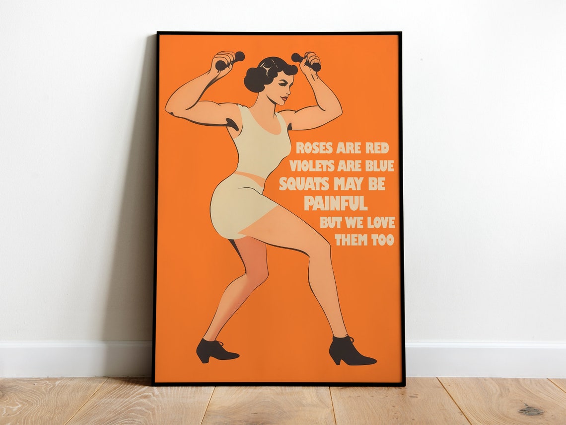 Roses Are Red Squats Poem Funny Retro Gym Leg Day Workout Poster