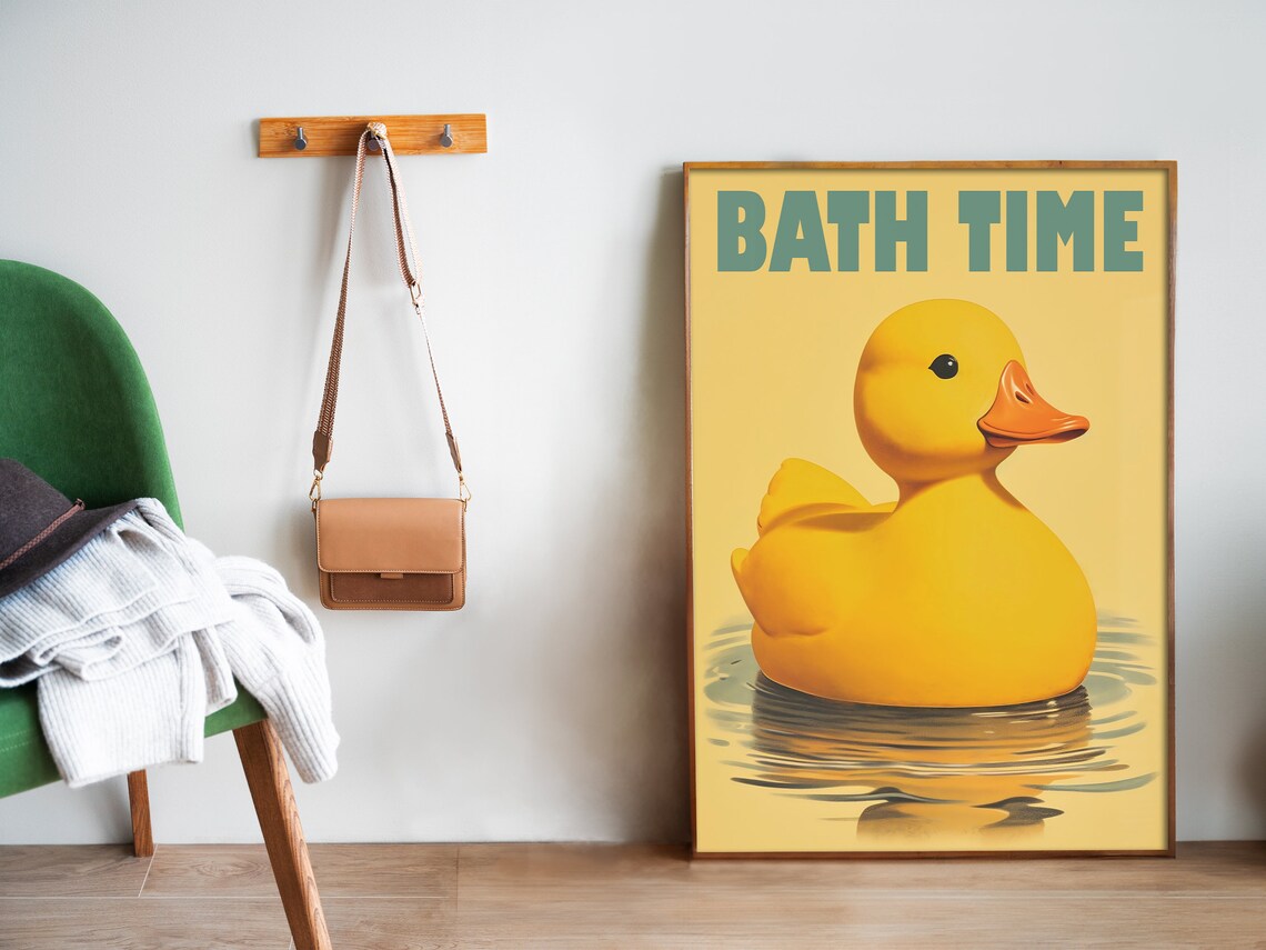 Cute Duck Bath Time, Funny Bathroom Art Print - Image 5