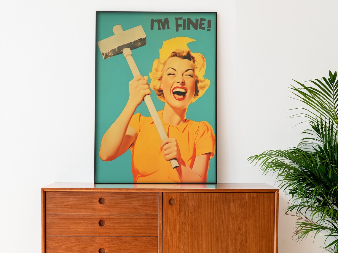 Funny Retro Maximalist Happy Housewife Poster Print - Image 3