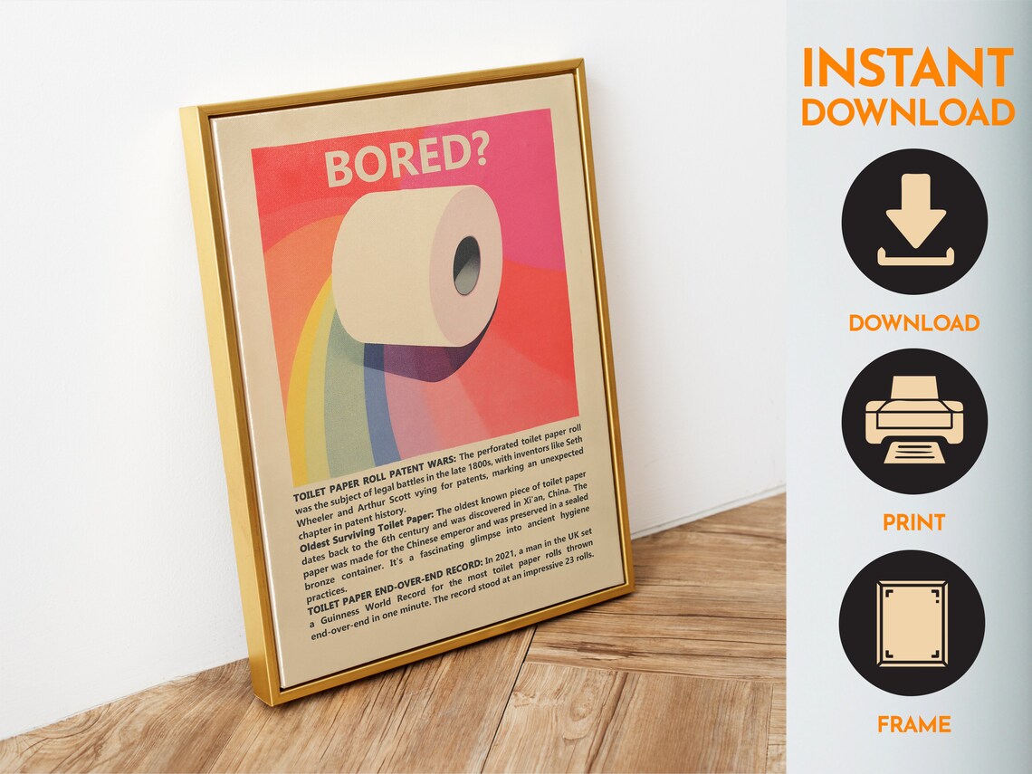 Retro Toilet Art Print, Funny Bathroom Wall Art - Image 4