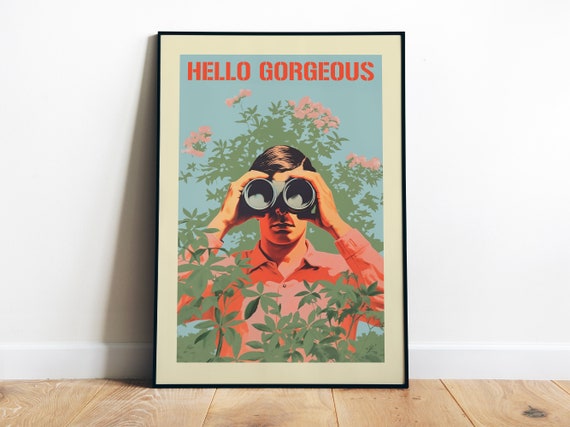 Hello Gorgeous Poster Funny Poster For Bathroom Wall Art Toilet Print Makeup Room Decor Pink Blue Poster Closet Wall Art