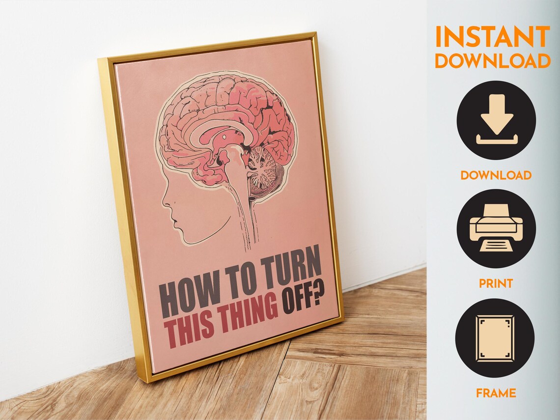 How To Turn This Thing Off Funny Pink Brain Anatomy Dorm Room Poster - Image 6
