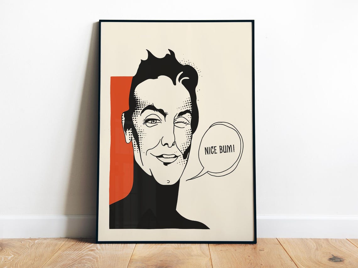 Nice Bum Winking Pop Art Man Cheeky Bathroom Humor Retro Poster