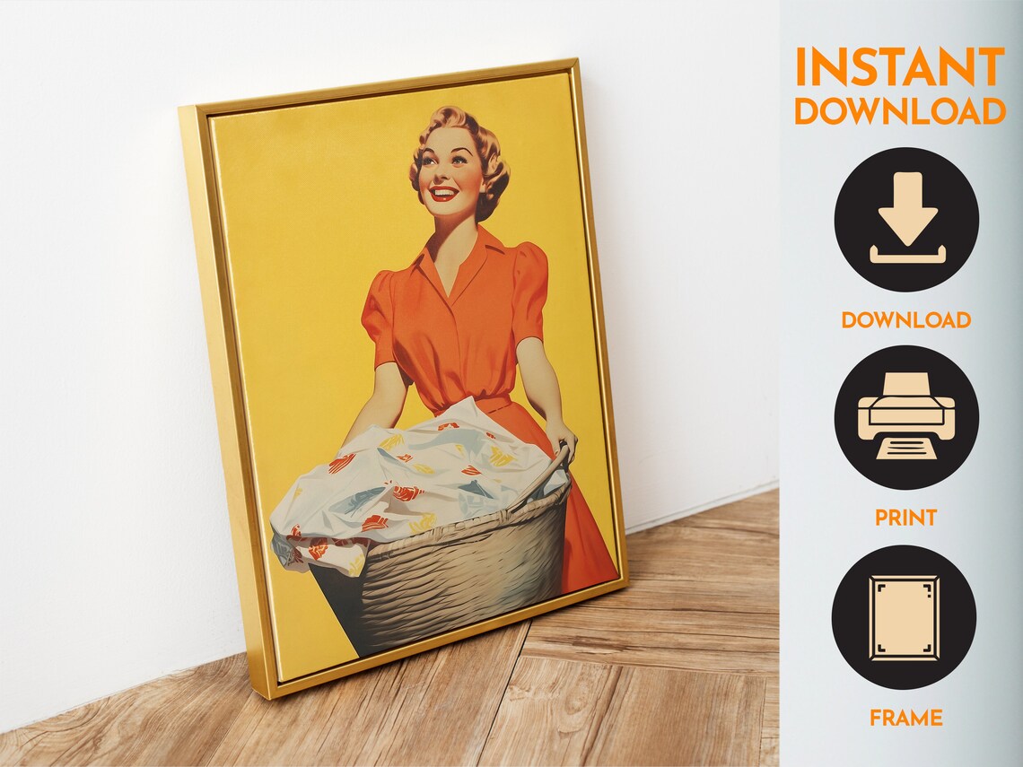 Retro Housewife Laundry Day Art Print, 50s Style - Image 6