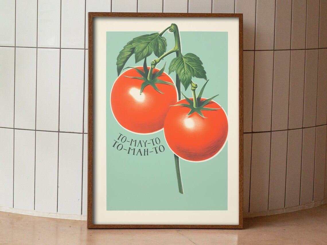 Funny Tomatoes Kitchen Retro Food Art Print - Image 3
