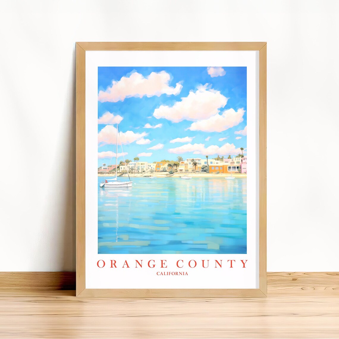Orange County Coast Retro Travel Poster Print