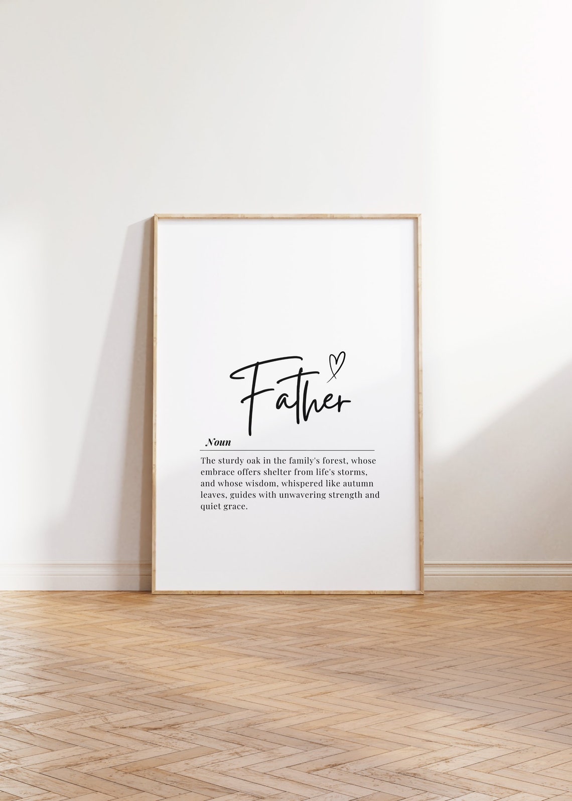 Father Definition Noun Heartfelt Script Typography Quote Poster