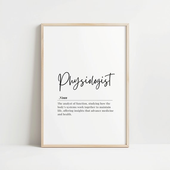 Physiologist Definition Wall Art Print Home Office Decor Gift For Medical Students Educational Poster Instant
