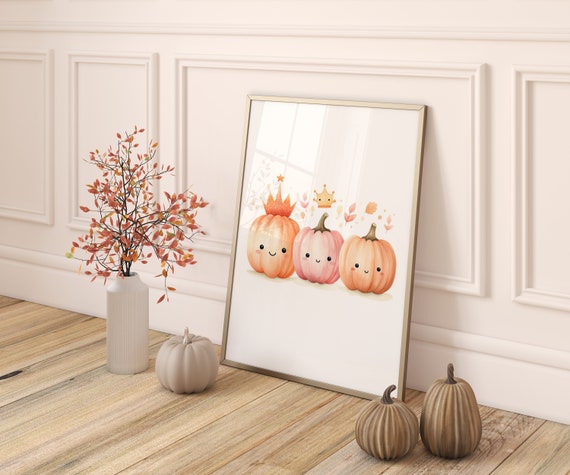 Pink Baby Pumpkins Three Halloween Wall Art Kids Decor Nursery Gift For