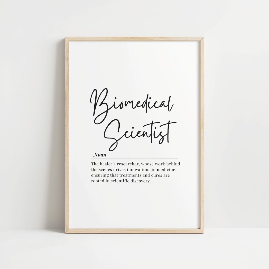 Biomedical Scientist Definition Print Inspirational Wall Art Science Quote Home Decor Office Decoration