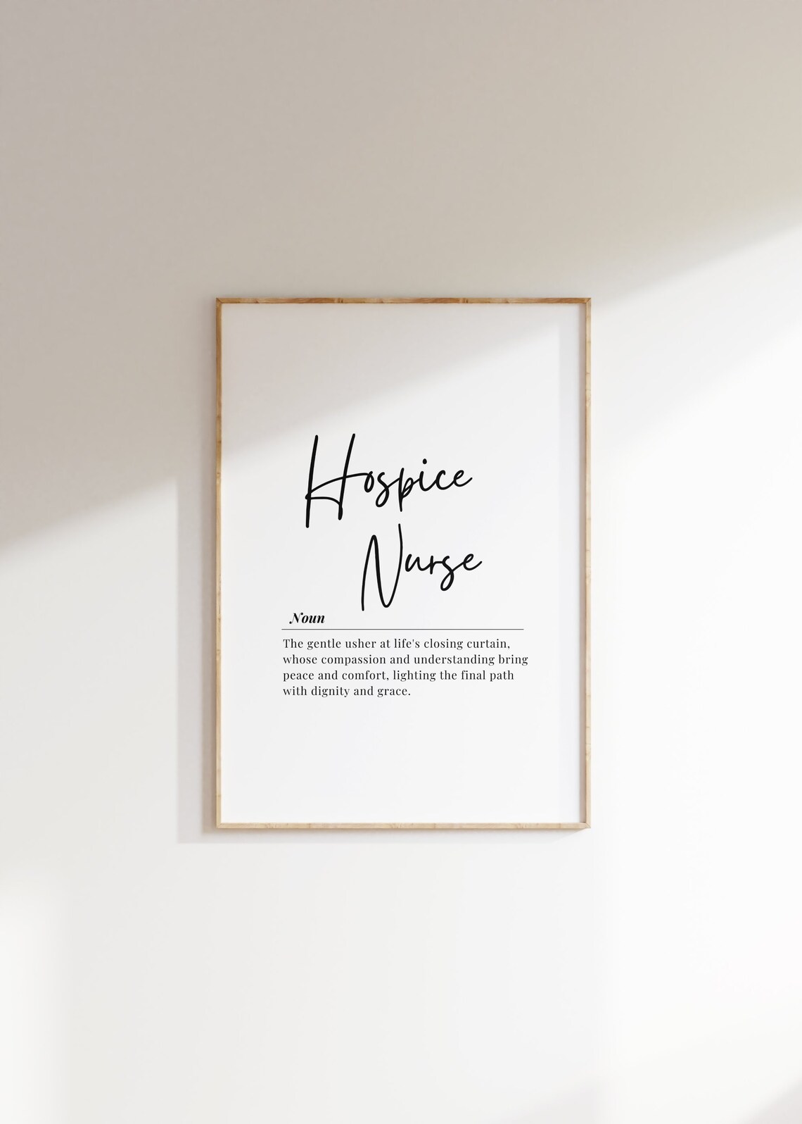 Hospice Nurse Gift Definition Poster, Appreciation Art Print