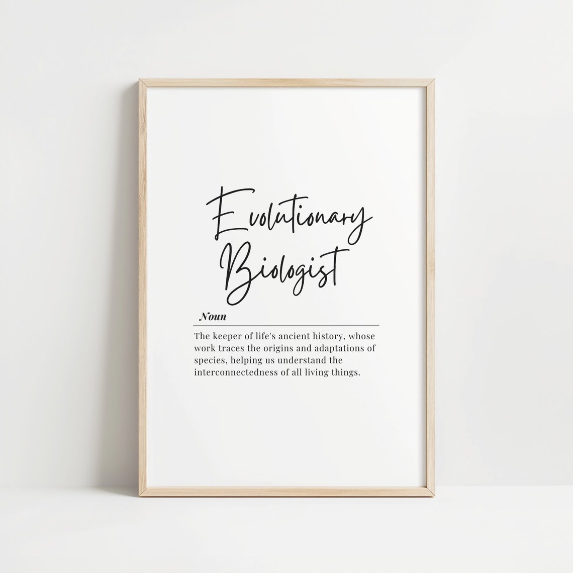Evolutionary Biologist Definition Typography Science Quote Poster