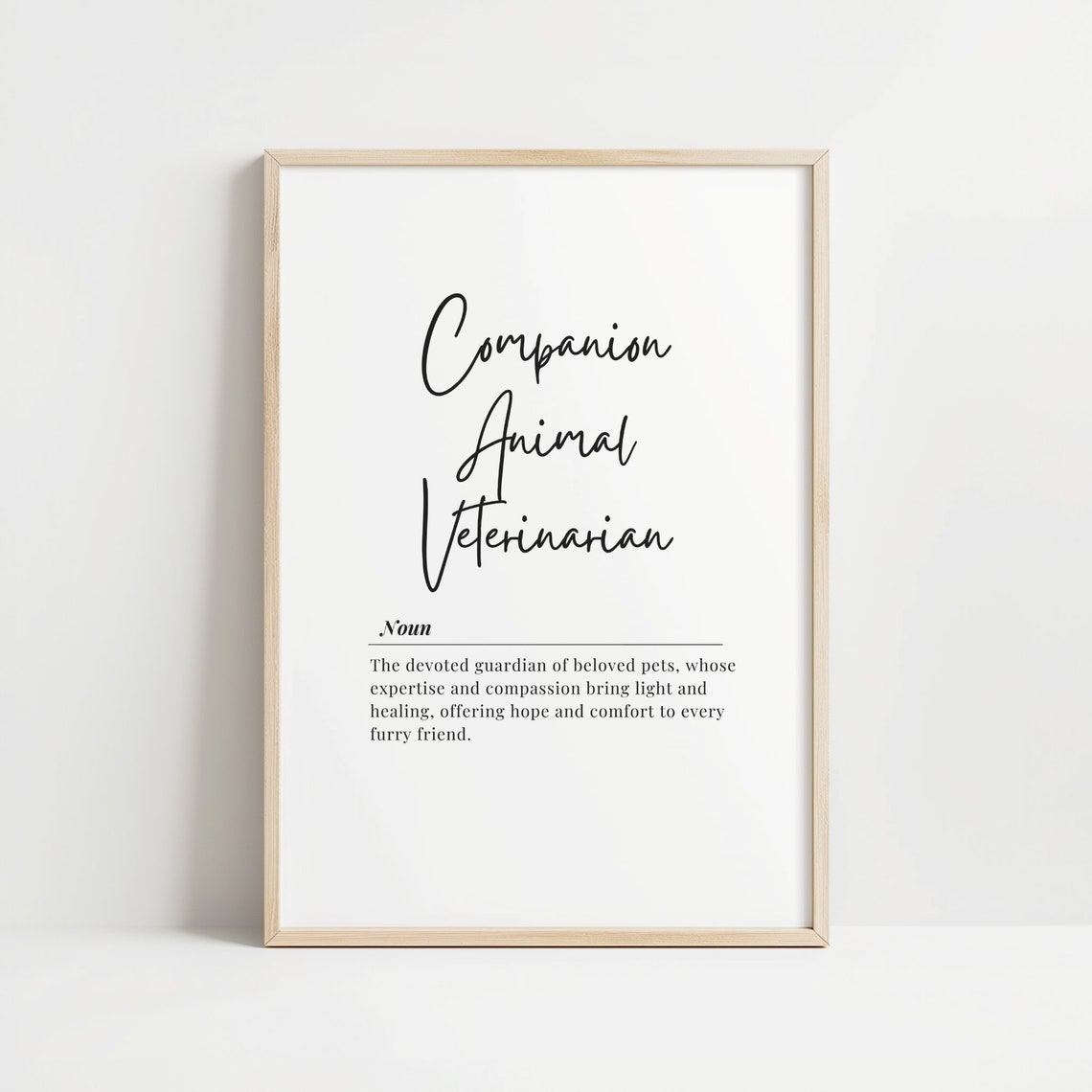 Companion Animal Veterinarian Definition Typography Quote Gift Poster