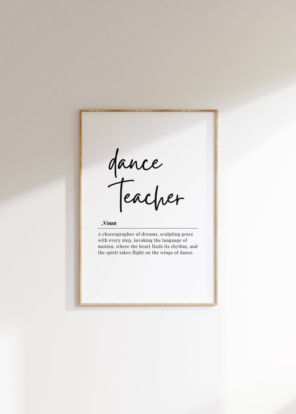 Dance Teacher Dictionary Definition Thank You Gift Art Poster