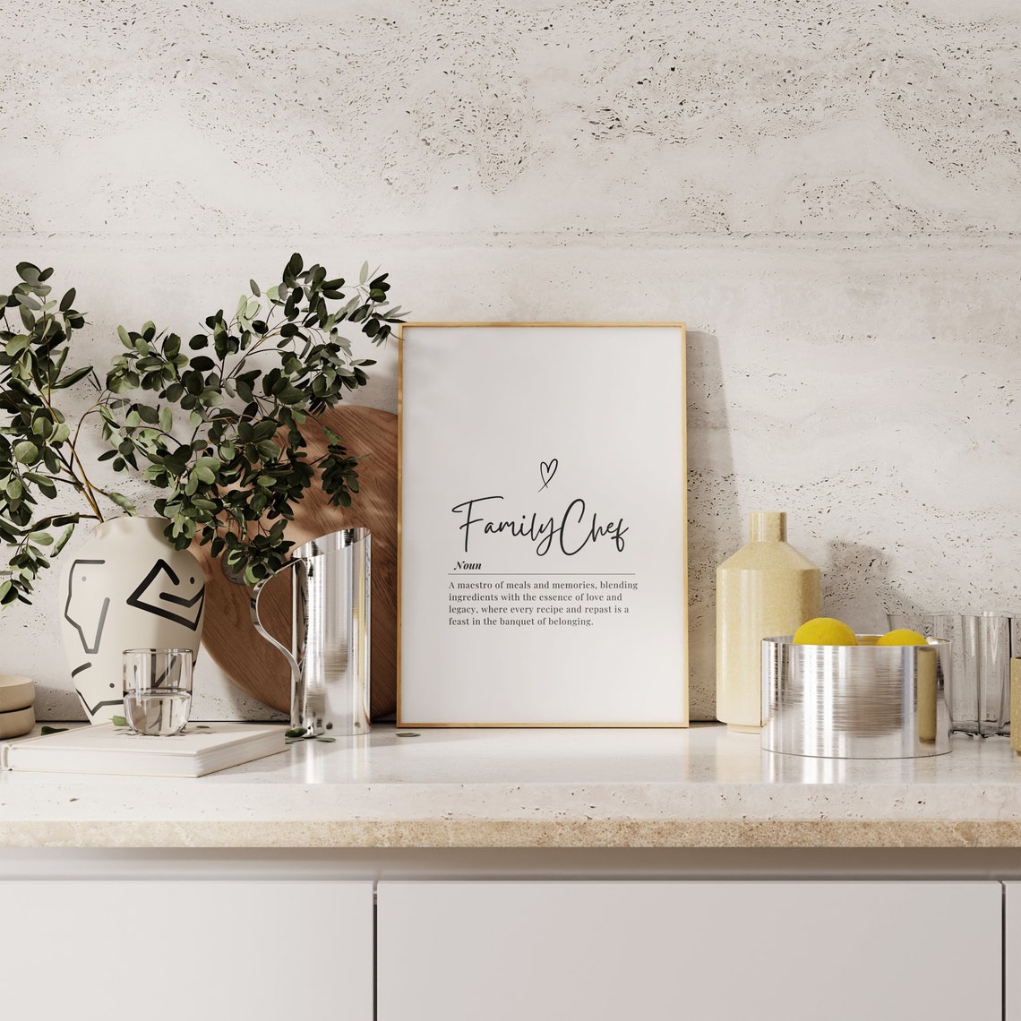 Family Chef Definition Typography Kitchen Wall Decor Gift Poster