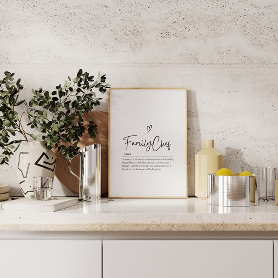 Family Chef Definition Typography Kitchen Wall Decor Gift Poster
