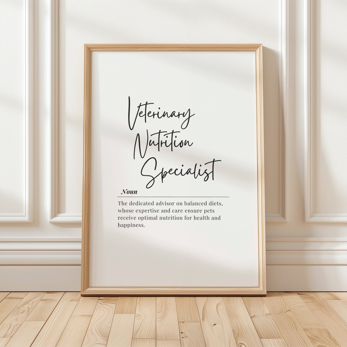 Veterinary Nutrition Specialist Definition Poster Vet Gift Wall Decor