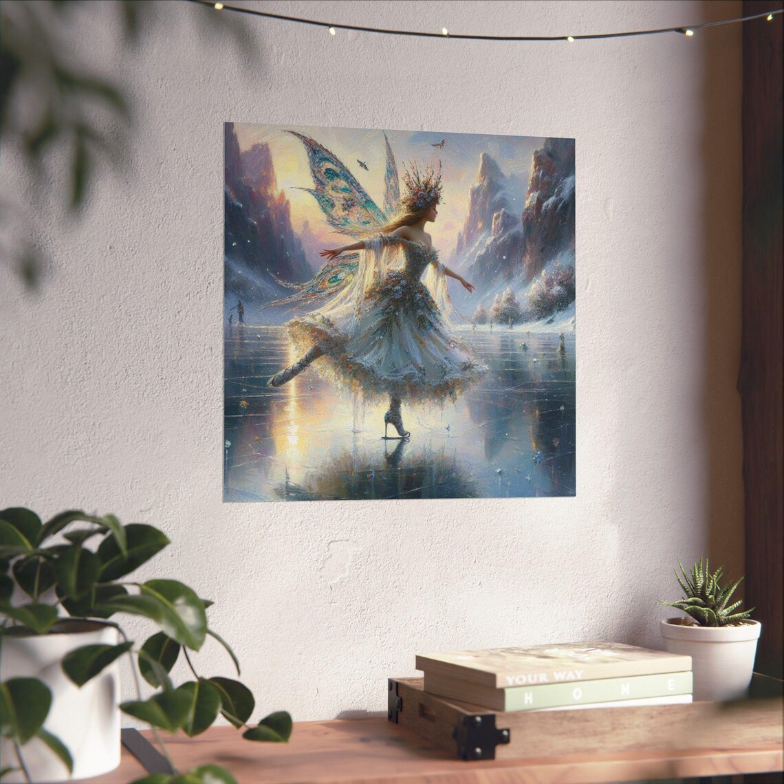 Enchanted Fairy Ice Skater on a Frozen Mountain Lake Winter Poster - Image 4