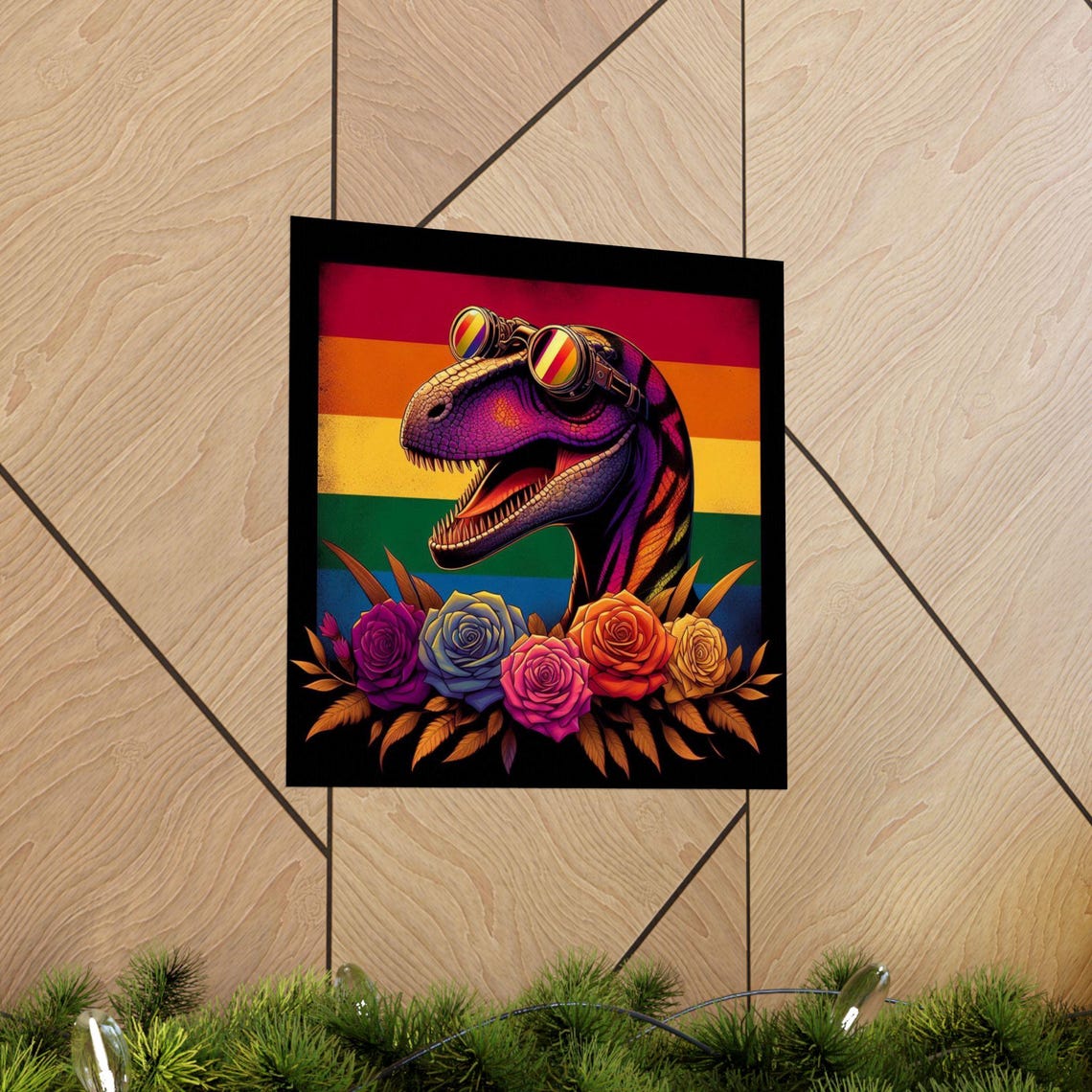 Vertical Poster Matte Rainbow Raptor Art Print Wall Decor Colorful Dinosaur Poster Kids Room Decor Nursery Wall Art Lgbt Pride Gift - Image 2
