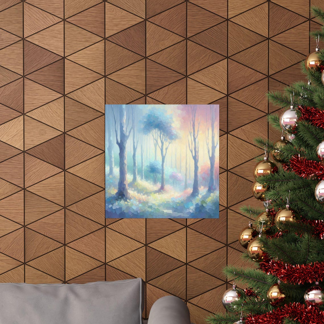 Pastel Misty Forest Path in Dreamy Lavender Morning Light Poster - Image 5