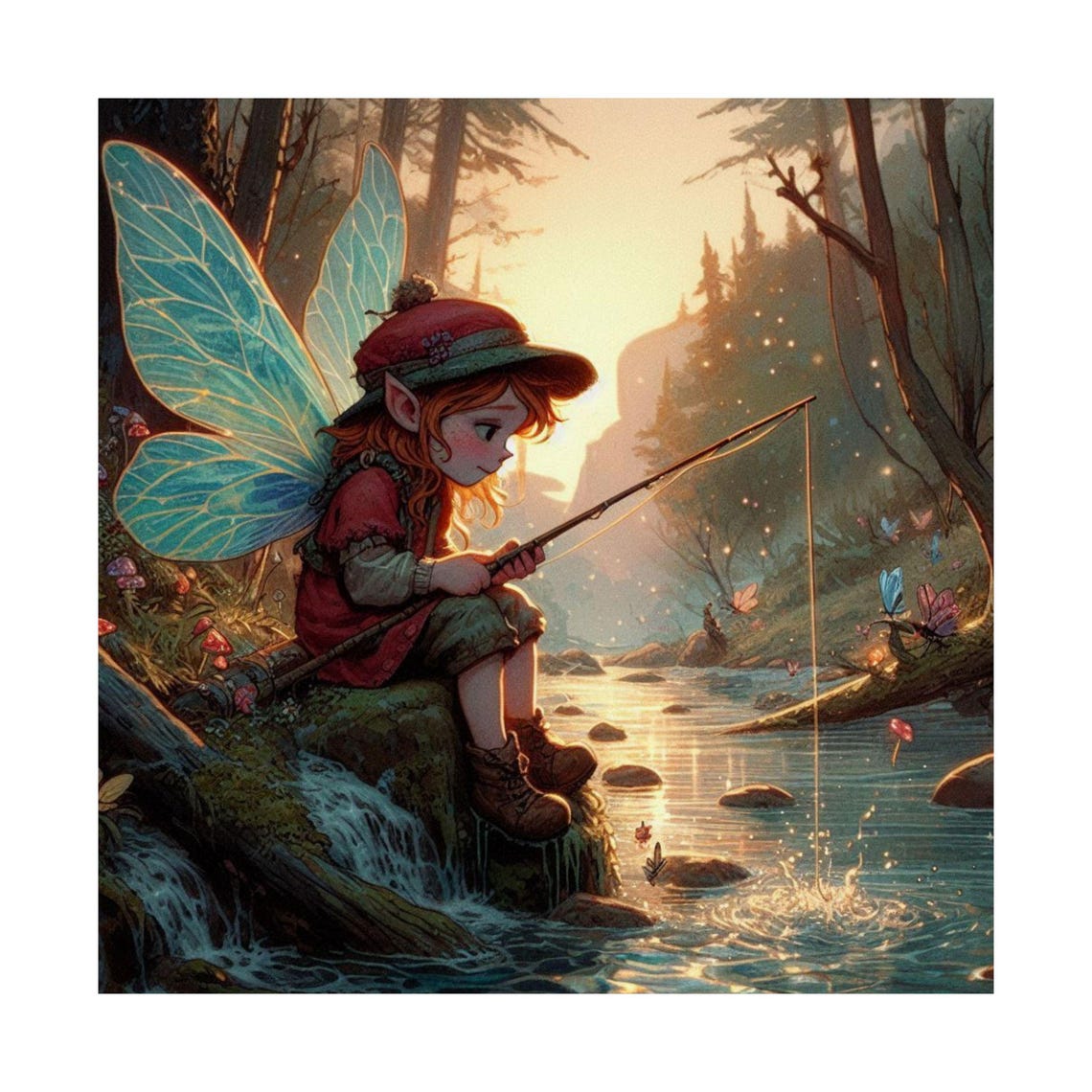 Whimsical Fairy Fishing Poster Enchanted Forest Decor Magical Wall Art Gift For Nature Lovers Childrens Room Decoration - Image 7