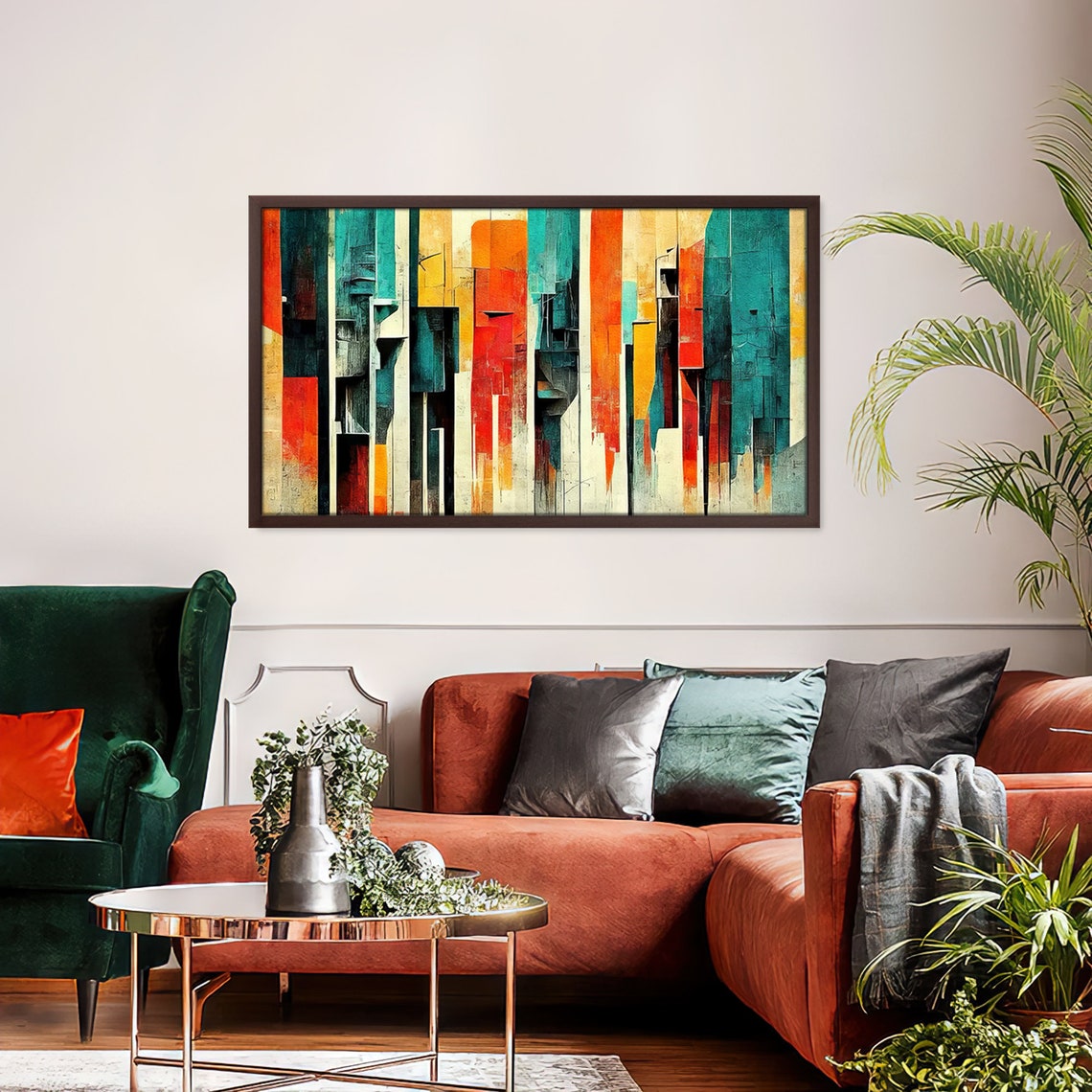 Frame Tv Art Abstract Geometric Shapes Retro Colors Mid Century Modern Art Tv - Image 2