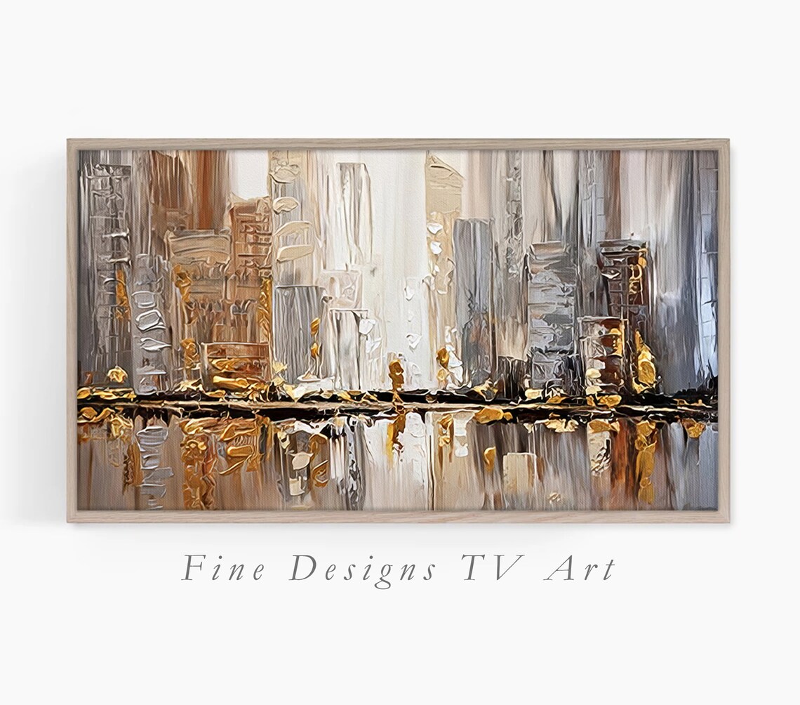 Abstract City Skyline, Modern Living Room Art Print