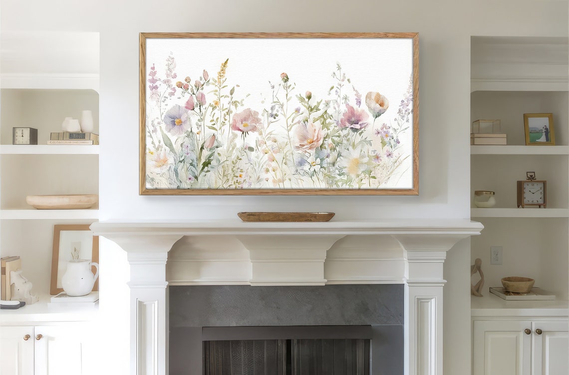 Pink Cosmos Wildflowers Watercolor Pastel Spring Floral Art Print - Image 2