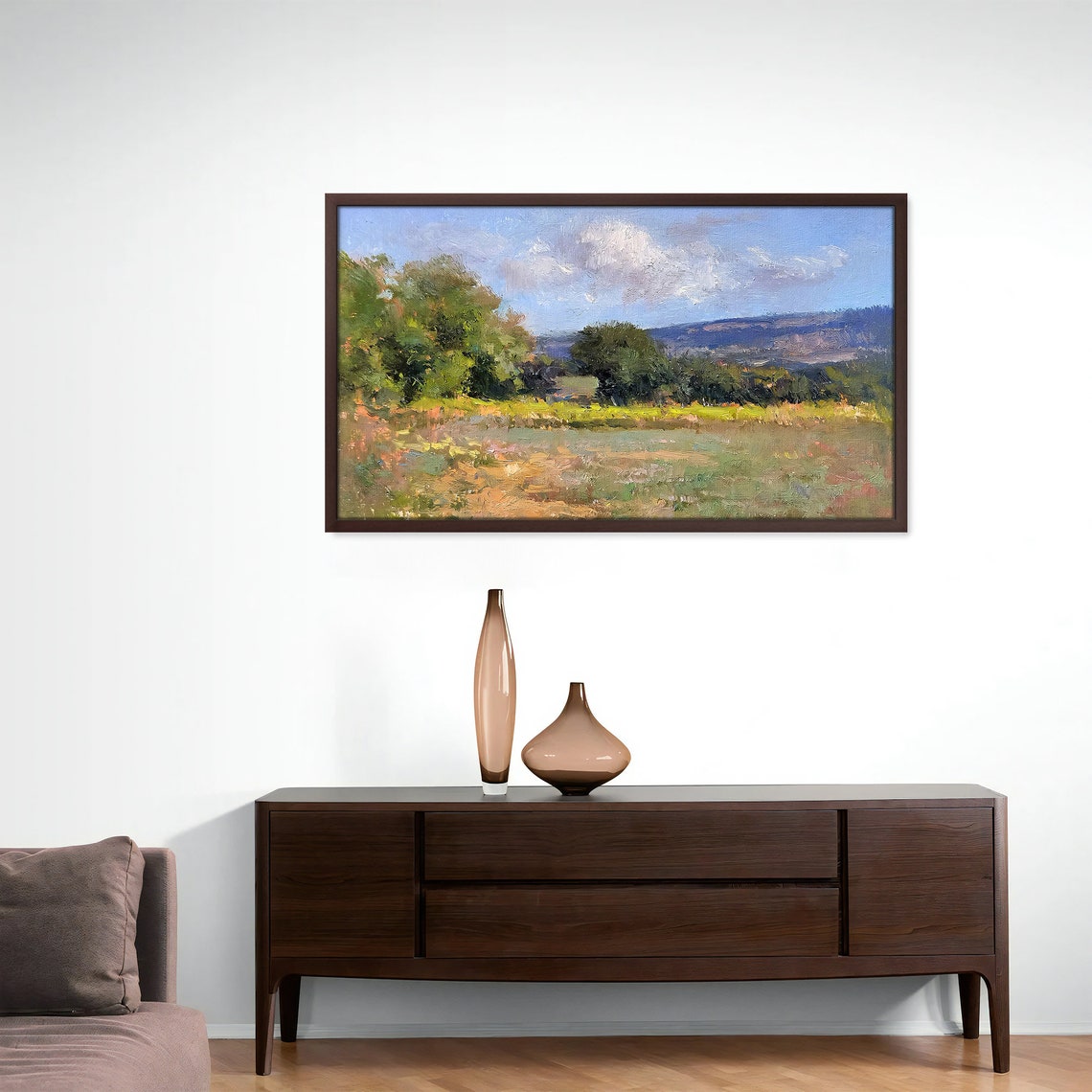 Frame Tv Art Summer Landscape Oil Painting Impressionist Artwork Textured Frame Tv Country Scenery Blue Sky Tv Decor - Image 4