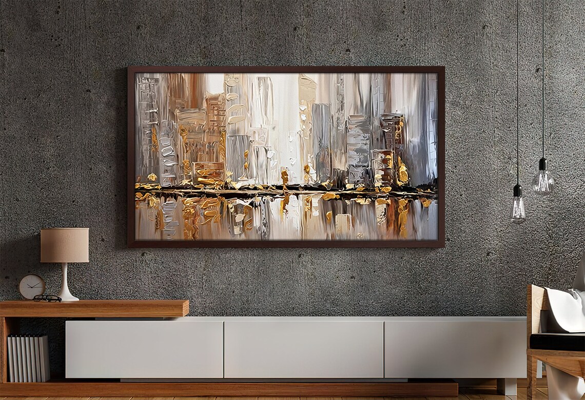 Abstract City Skyline, Modern Living Room Art Print - Image 2