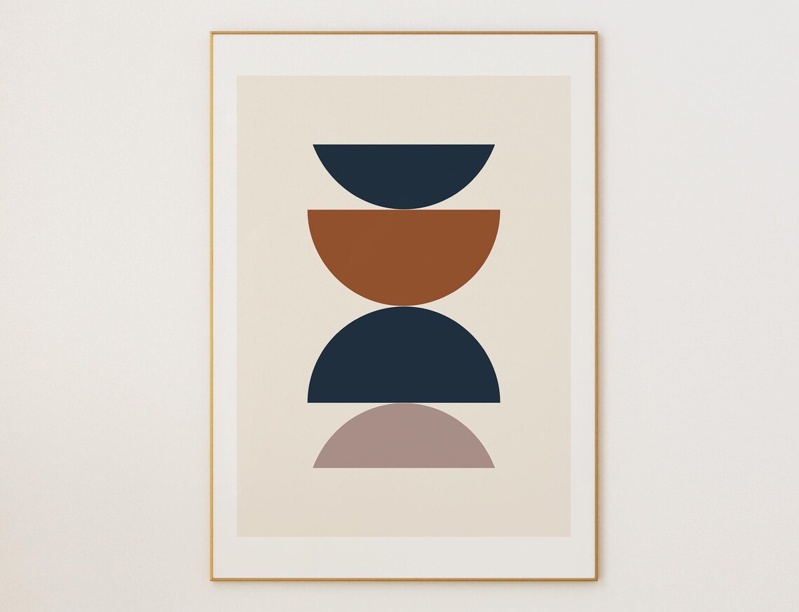 Pastel Geometric Wall Art Print, Mid-Century Modern Minimalist Decor
