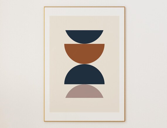Pastel Geometric Wall Art Print, Mid-Century Modern Minimalist Decor