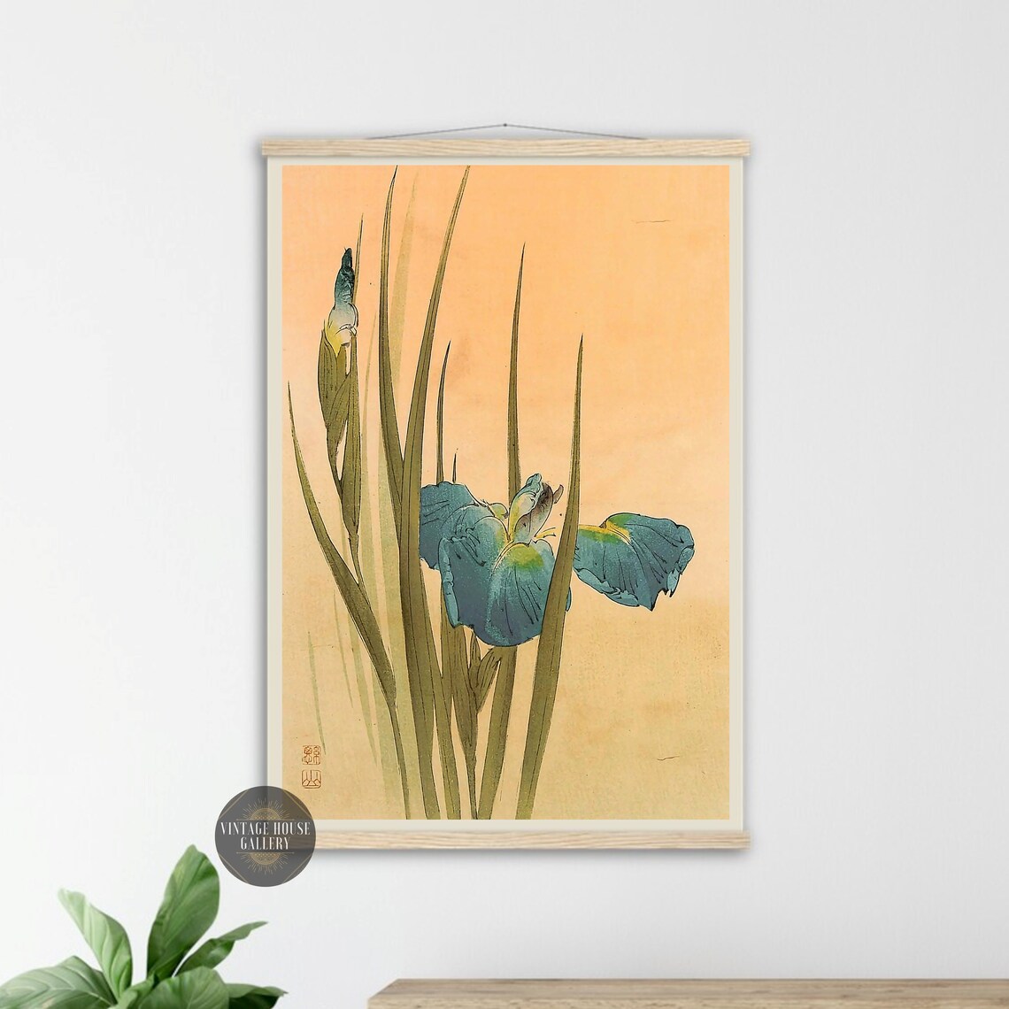Blue Iris Flower Ito Sozan Japanese Woodblock Botanical Art Poster