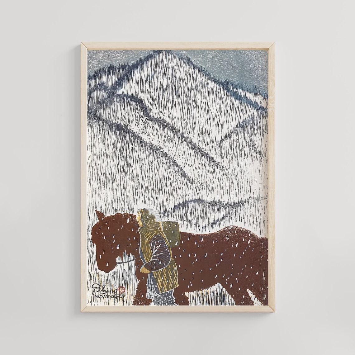 Shiro Kasamatsu Traveler And Horse In Falling Snow Poster Art